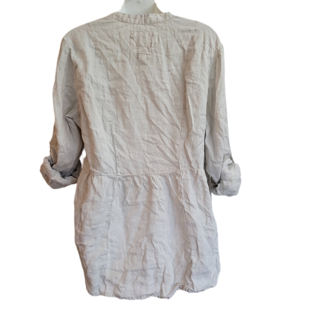 Malvin I Love Linen Hamburg Germany Pleated Roll Tab Sleeve Blouse XL - Picture 2 of 5